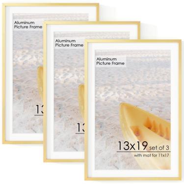 Imagem de Porta-retratos FLYJOE 13x19 cm de alumínio com vidro temperado