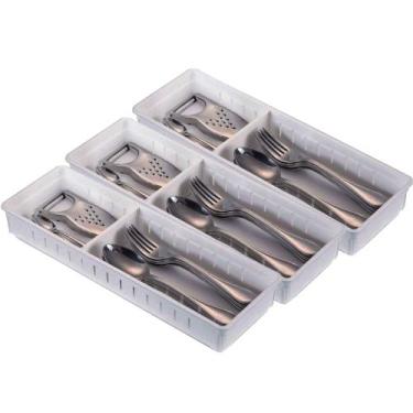 Imagem de Kit 3 Organizador De Gavetas Com Separador Móvel 35x12x5 Cm - Dasplast