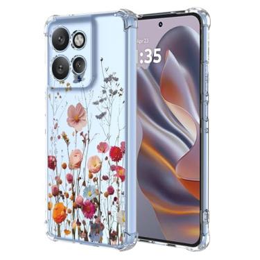 Imagem de RRXSYXL Capa para Moto Edge 50 NEO com estampa floral transparente, capa macia à prova de choque para Motorola Edge 50 NEO, linda flor