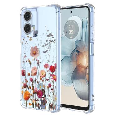 Imagem de RRXSYXL Capa para Moto G24 Power com estampa floral transparente, capa macia à prova de choque para Motorola G24 Power, linda flor