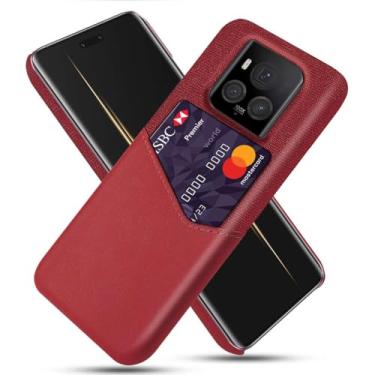 Imagem de Capa para Honor Magic6 Ultimate,Anti-deslizamento,Proteção contra quedas de 360°,Resistência à impressão digital,Tela e caso de couro PU com 1 slot de cartão atrás-Red