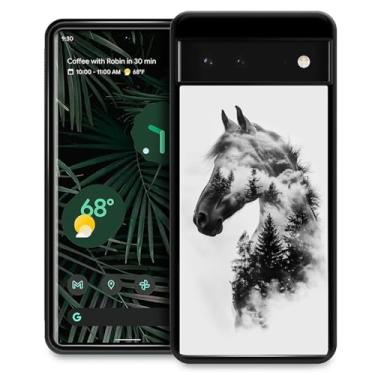 Imagem de WANKBLC Capa para Google Pixel 7, proteção à prova de choque para homens mulheres antiderrapante para Google Pixel 7 cavalo com árvores florestais nuvens padrão louco