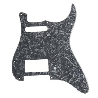 Imagem de HS(Humbucker-Single) Strat Pickguard 11 furos estilo ST/Strat Pickguard para peças de guitarra estilo Stratocaster/Strat dos EUA/México, 3 camadas com parafusos (pérola preta)