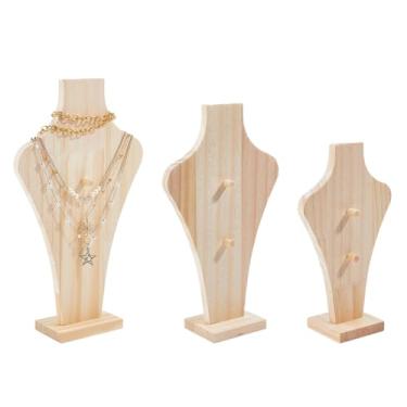 Imagem de DICOSMETIC 3 peças, 3 tamanhos, cavalete de madeira, suporte para exibição de joias, pulseiras portáteis, colares, suporte com 2 colunas para exibição de boutiques de vendedores