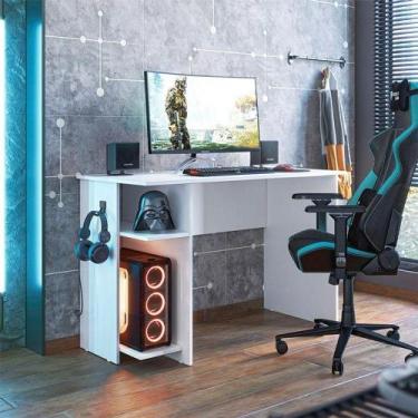 Imagem de Mesa Para Computador Gamer 3875 Ambiente Branco Brilho - Qmovi