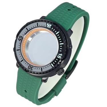 Imagem de FEIYASHI Caixa de relógio preta enlatada tartaruga de atum vidro de cristal de safira para NH34 NH35 NH36 movimento 100 m à prova d'água, Movimento 19 nh35 + anel capítulo laranja, Caixa de relógio de