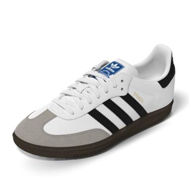 Imagem de Adidas Samba Og J 3-Stripes 60S Retro Contraste Tênis, Branco, preto, 4.5 Big Kid