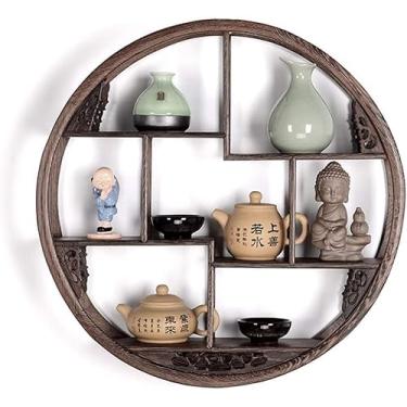 Imagem de Prateleira Flutuante Prateleira De Parede Asa De Galinha Chinesa Madeira Águia Redonda Suporte De Parede Artesanato Decoração De Parede Prateleira De Livros Moldura Antiga, 50 * 50cm