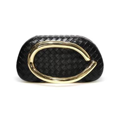 Imagem de Bolsa clutch feminina bolsa de noite exclusiva na moda para mulheres 2025 bolsa de couro vegano caixa de embreagem de acrílico, Tecido preto, Small