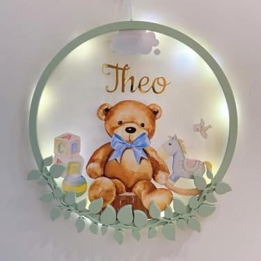 Imagem de Enfeite Porta Maternidade Ursinho Acrílico e Espelho Led