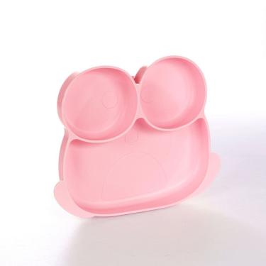 Imagem de Prato Infantil Bebê Introdução Alimentar C/ 3 Divisórias Sapinho Rosa