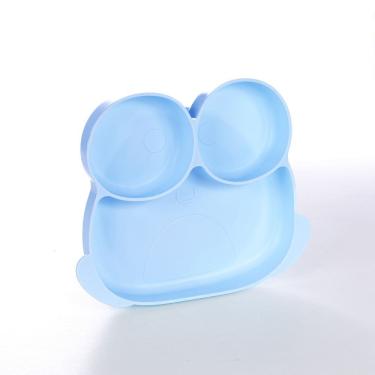 Imagem de Prato Infantil Bebê Introdução Alimentar C/ 3 Divisórias Sapinho Azul