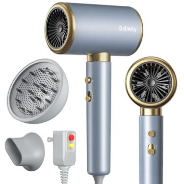 Imagem de Dxliwky Secador De Cabelo Iônico Com Difusor E Concentrador, Secador Potente De 1875 W Com Secagem Rápida, Temperatura Constante, Secador De Cabelo Compacto E Leve Para Salão De Beleza Em Casa E Em