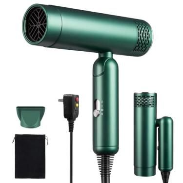 Imagem de MattTravel Secador De Cabelo Dobrável, Viagem Iônico Secagem Rápida Com Bico Removível E Bolsa Armazenamento, Portátil Leve Para Mulheres, Verde