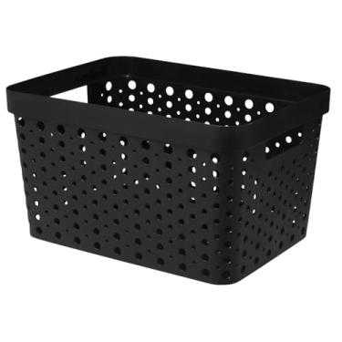 Imagem de Cesto Organizador Trama Rattan 17 Litros Multiuso Armario Guarda-Roupa (Preto)