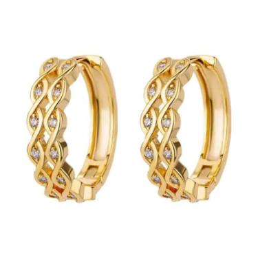 Imagem de Brincos De Argola Redondos De Zircônia De Luxo Feminino Zircônia Cúbic