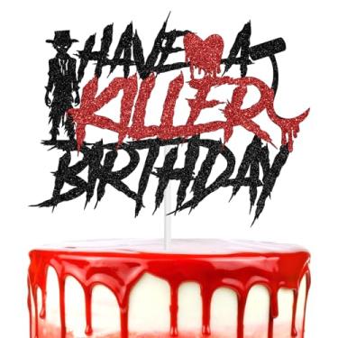 Imagem de Have a Killer Birthday Cake Topper, Bloody Bday Decor, Halloween Horror Zombie Vampire Birthday Party Decorations Supplies, Horror Movie Scream Night Photo Props