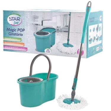 Imagem de Mop Esfregão Centrifuga Cesto 10 Lts Cabo Extensível Giratóri Mop Rodo