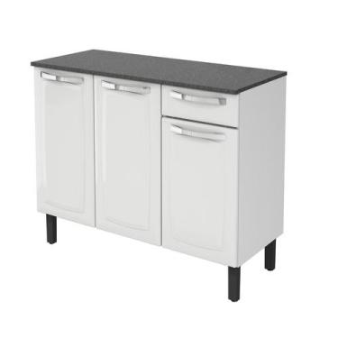 Imagem de Balcão de Cozinha Itatiaia Rose Branco com q Gaveta e 3 Portas  105cm,