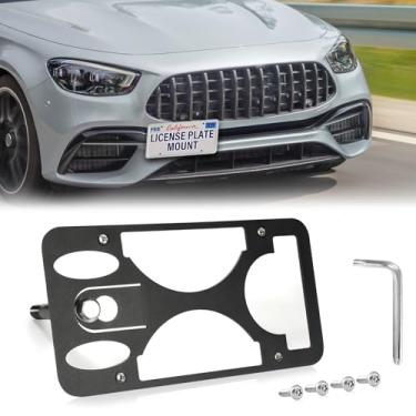 Imagem de Moldura frontal sem furadeira compatível com Mercedes-Benz AMG S Class 2014-2020 Suporte de montagem de gancho de reboque para placa de carro antifurto Capas de etiqueta de carro à prova de ferrugem