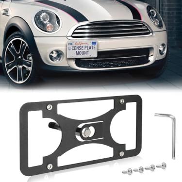 Imagem de Moldura frontal sem furadeira compatível com Mini Clubman (R55) 2011-2015 Suporte de montagem de gancho de reboque para placa de carro antifurto Capas de etiqueta de carro à prova de ferrugem