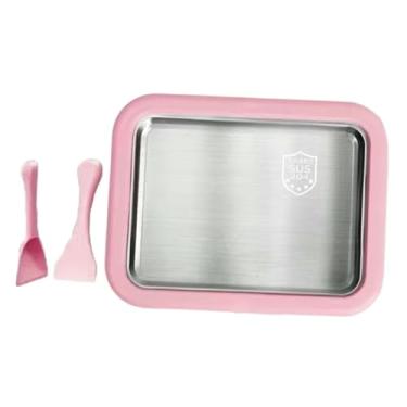 Imagem de Ｂｅｓｇａ Máquina de fazer sorvete com 2 espátulas Máquina de fazer iogurte Placa fria para sorvete, Rosa