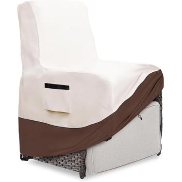 Imagem de Exokugo Capa de cadeira reclinável para uso externo, 600D, resistente à prova d'água, capa de cadeira reclinável, capas de móveis para ambientes externos para gramado/jardim reclinável Chiar, bege e