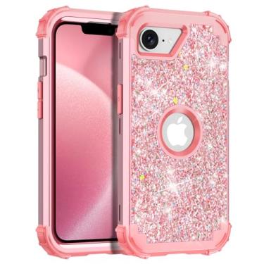 Imagem de Casetego Capa para iPhone 16e, brilhante, brilhante, três camadas, resistente, resistente à prova de choque, proteção completa e resistente, capa protetora para meninas para Apple 16e de 6,1 polegadas