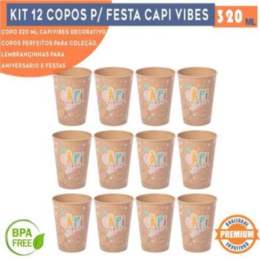 Imagem de Kit 12 copos capivara vibes 320 ml para lembrancinhas de aniversário c