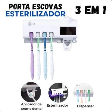 Imagem de Suporte de Escovas de Dentes com Dispenser Automático e Esterilizador 