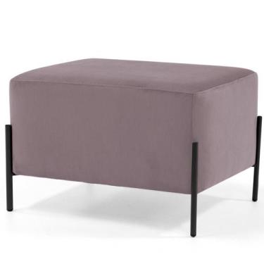 Imagem de Puff Retangular Retangular Status 60x45 D02 Pés de Aço Veludo Rosê C-3