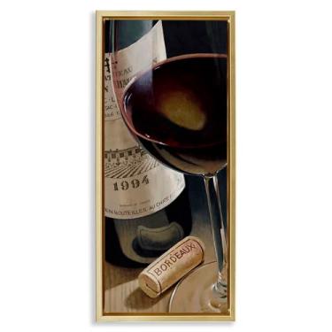 Imagem de Stupell Industries Arte de parede em tela flutuante de ouro garrafa de vinho tradicional sem rolha, design de arte de parede por Stefano Ferreri, 30 x 15