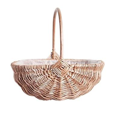 Imagem de Cesta de flores para meninas, cesta de flores de 30 cm, organizador de armazenamento de alimentos para uso ao ar livre