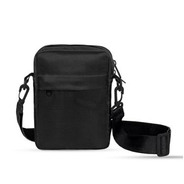 Imagem de Bolsa tiracolo unissex, à prova d'água, pequena, lateral, casual, carteiro, com zíper e alça ajustável, Cordura, Preto, Bolsa de ombro transversal