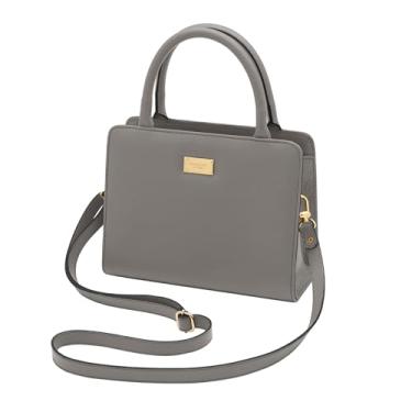 Imagem de Mariart Maia Bolsa Transversal Feminina de Couro Bovino Legítimo (Cinza)