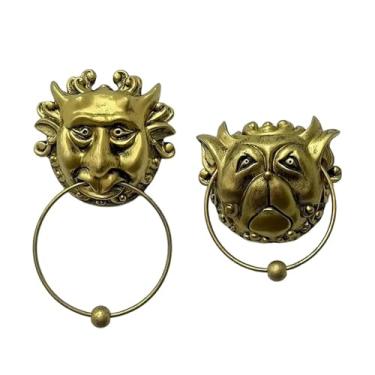 Imagem de Alça de porta com cabeça de dragão 3D, puxador de anel de bronze antigo, puxador de resina vintage, 155 mm-225 mm, ferra