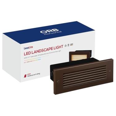 Imagem de LEONLITE Luzes LED 5CCT 120 V-277 V, reguláveis 4,5 W 300 LM LED antirreflexo degraus escada luzes exteriores, 1800K2700K3000K4000K5000K, CRI 90 e ETL, IP65 impermeável, bronze polido a óleo