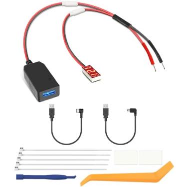 Imagem de YQMAJIM Adaptador de alimentação Dashcam (universal), compatível com todos os modelos de carro, módulo conversor de 12 V para 5 V CC USB para câmera espelhada, cabo adaptador de carregador GPS, kit de