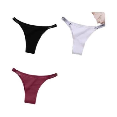 Imagem de Conjunto De 3 Calcinhas Femininas De Algodão, Tanga Sexy, Lingerie Ínt