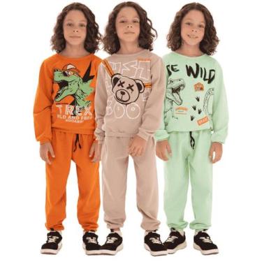 Imagem de Kit 4 Peças de Roupas Infantil Menino 2 Casacos 2 Calças Kit 2 Conjunt