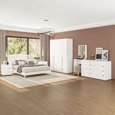 Imagem de Conjunto com Guarda-Roupa, Cômoda com Espelho e Gaveteiro Porto Branco