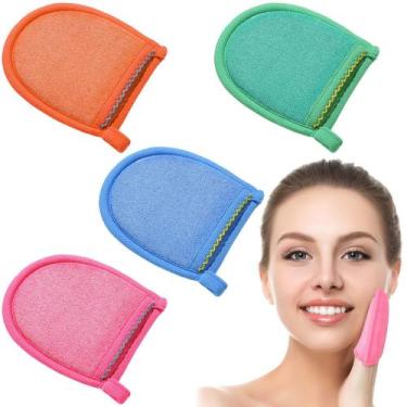 Imagem de Luvas esfoliantes para esfoliação facial, 4 peças de luvas esfoliantes