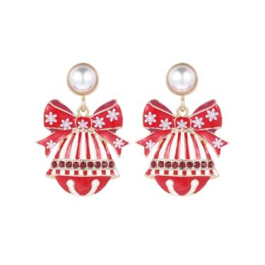 Imagem de Madison Tyler Brincos de Natal para mulheres | Natal laço vermelho Noel Papai Noel urso rosa meias casa quebra-nozes doce gorro suéter homem pão de gengibre expresso brincos martini joias de férias