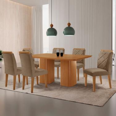 Imagem de Mesa de Jantar Eloise 180cm Tampo MDF Laminado Canto Copo com 6 Cadeiras Melissa