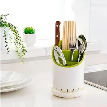 Imagem de Porta Talheres Utensílios Escorredor Organizador Plástico Pequeno para Pia Bancada Mesa