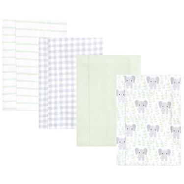 Imagem de Hudson Baby Pacote com 4 panos de flanela de algodão unissex para bebês, elefante folhoso, tamanho único