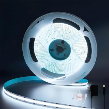 Imagem de Faixa de luz LED de 16,4 m, luz branca 6000K regulável 24V COB luzes de LED super brilhantes adequadas para quarto, armário, luzes de TV, festa e decoração interna de casa fita de luz LED (com