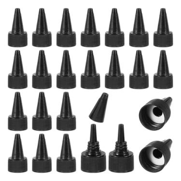 Imagem de PATIKIL 20/410 tampas de torção, 60 peças de tampas de substituição de garrafa de plástico com junta de espuma para tampas de tinta, distribuição de cola, artesanato faça você mesmo, preto