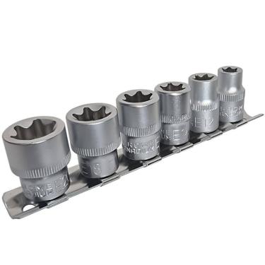 Imagem de Jogo de soquete torx fêmea 3/8 pol. 6 peças eda 10-20mm