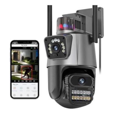 Imagem de Câmera IP Wi-Fi 6MP 4K PTZ com Lente Dupla, Rotação 360°, Zoom Óptico 8x, Visão Noturna Colorida e Alerta de Movimento – Câmera de Vigilância Externa